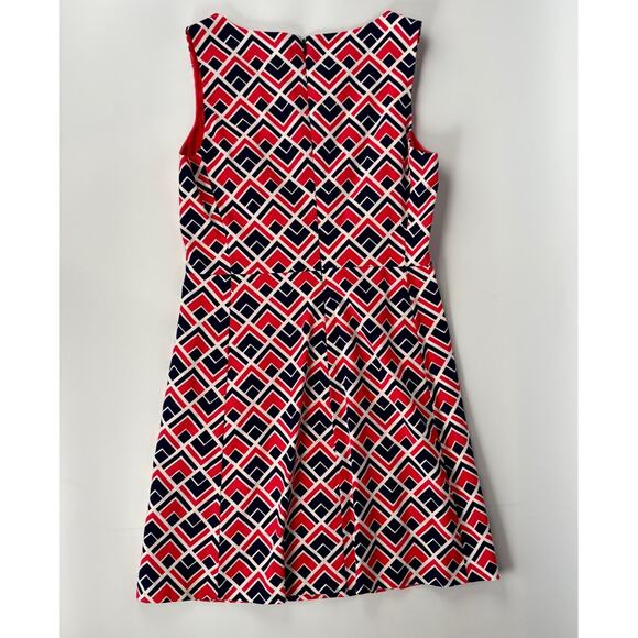 GAP Sheath Dress Sleeveless Pink Blue White Geometric Dress Midi Lined SIZE 4 90 - Picture 8 of 9